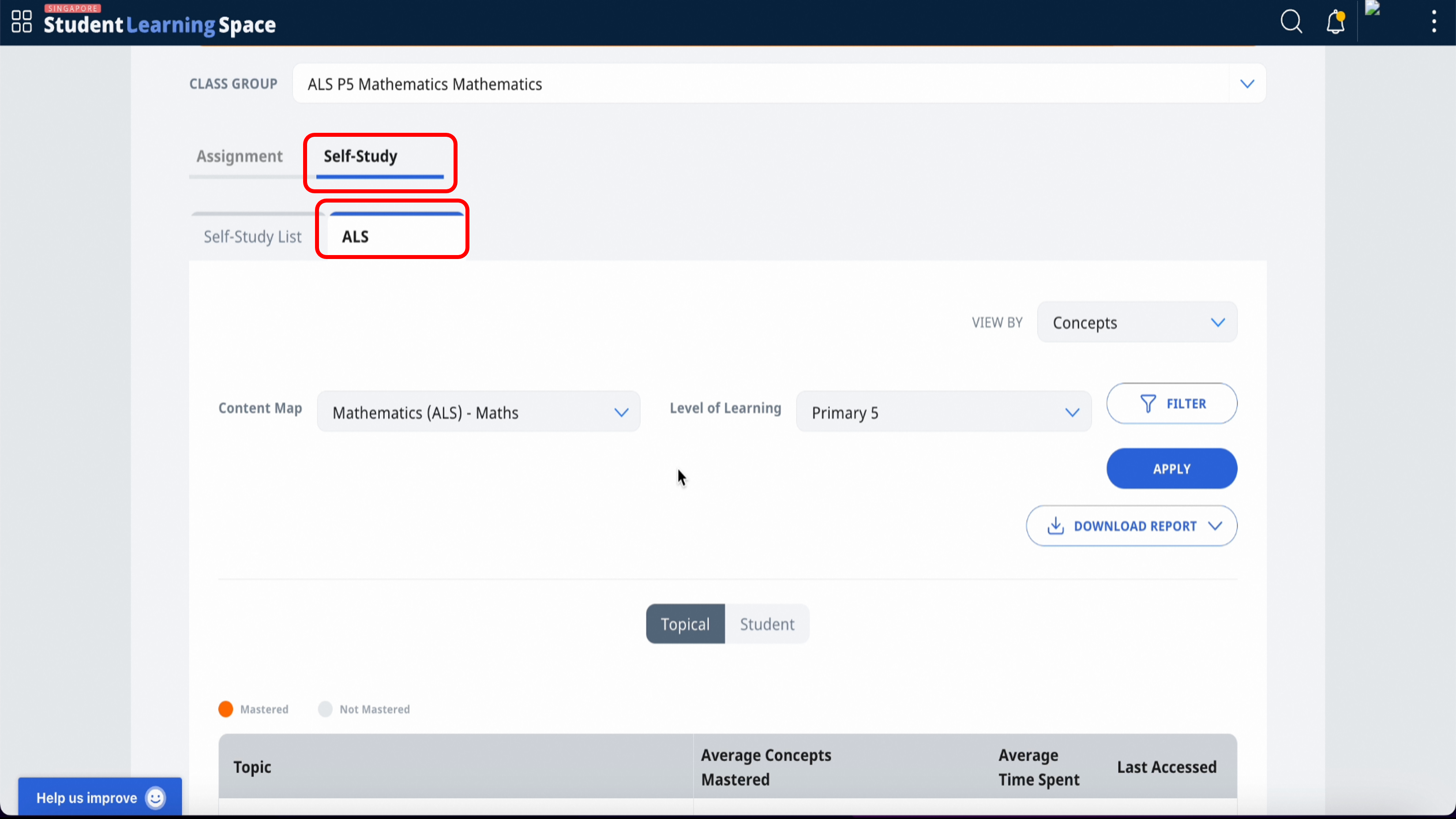(A2,4) View ALS Learning Progress